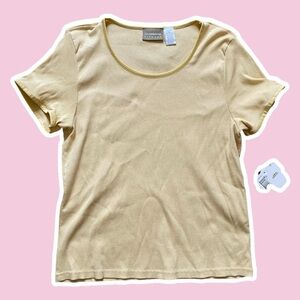 NWT ~ VTG ~ 1990s ~ Liz Claiborne ~ Pastel Yellow Ribbed Shirt ~ Size XL